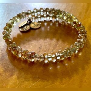 Alex and Ani Rose Gold Beaded Bracelet On A Gold Wire Band